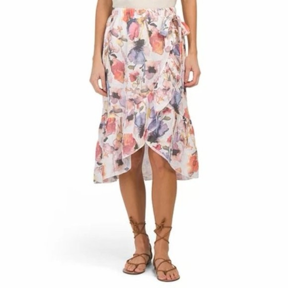 Piazza del Tempio Made in Italy Floral Linen Skirt Size Small